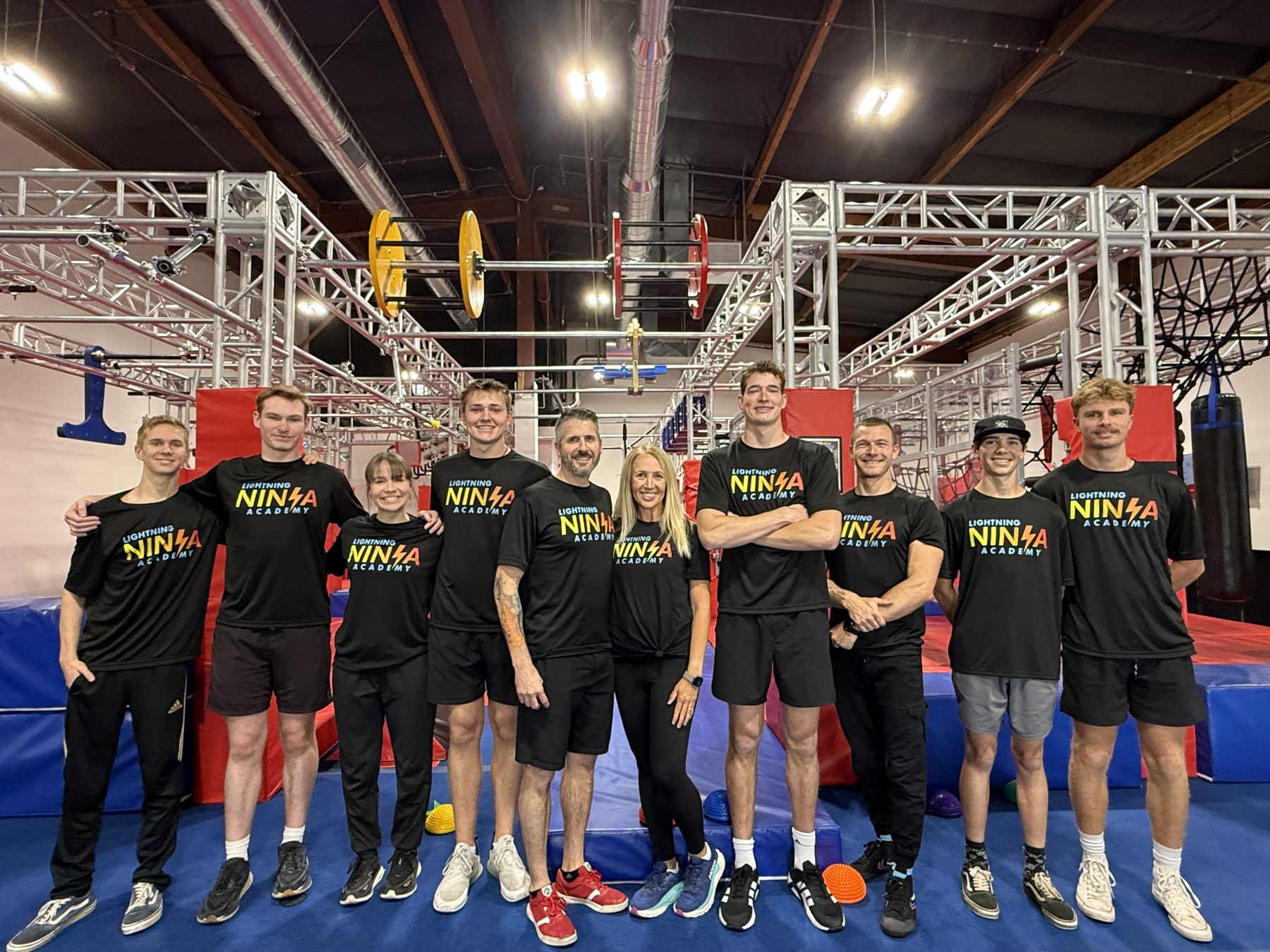 The Lightning Ninja Academy coaching team inside the gym